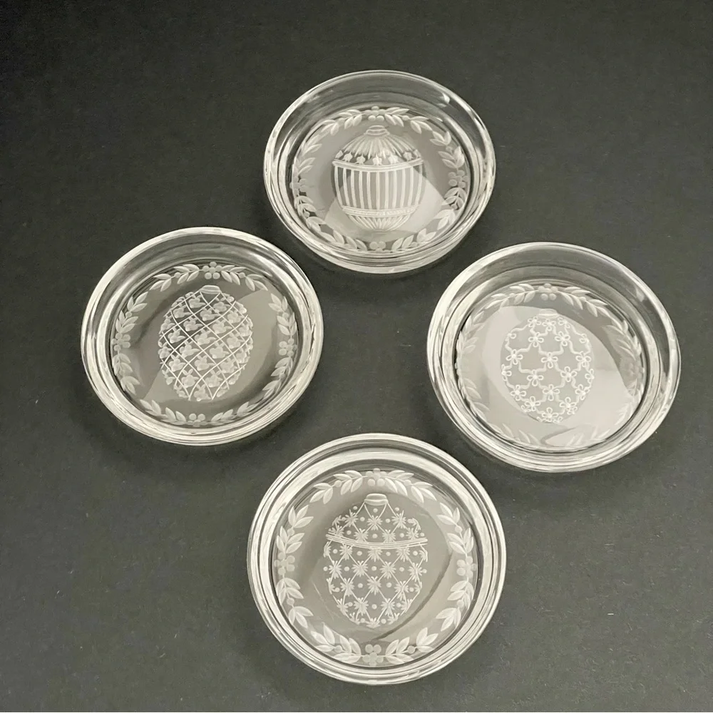 SET of 4 Faberge Egg Crystal Coasters